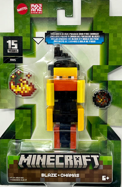 Minecraft 15th Anniversary Blaze  w/Powder & Fire Charge 3.5" Action Figure