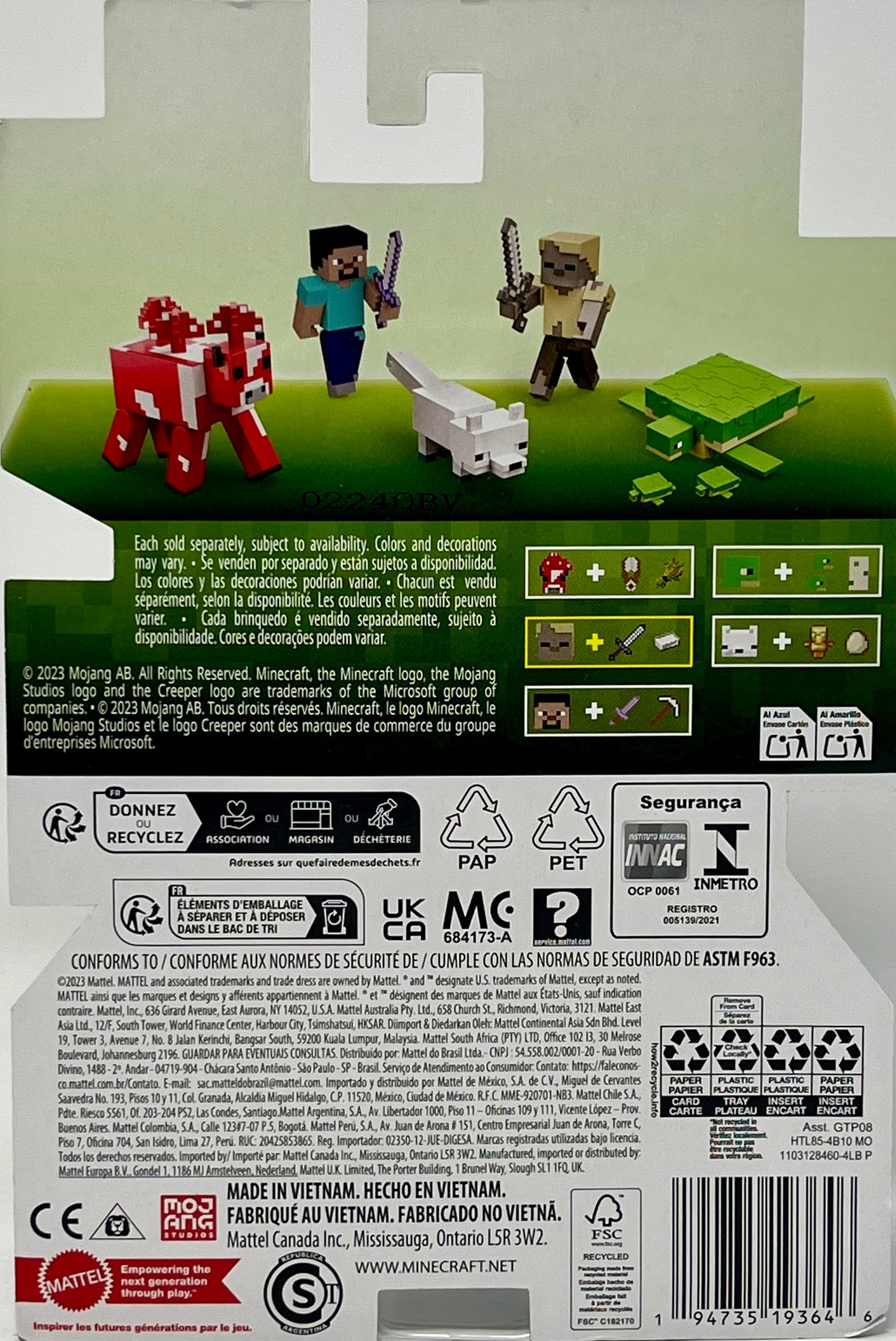 Mattel Minecraft Action Figure -HUSK ZOMBIE Iron Sword & Iron Ingot