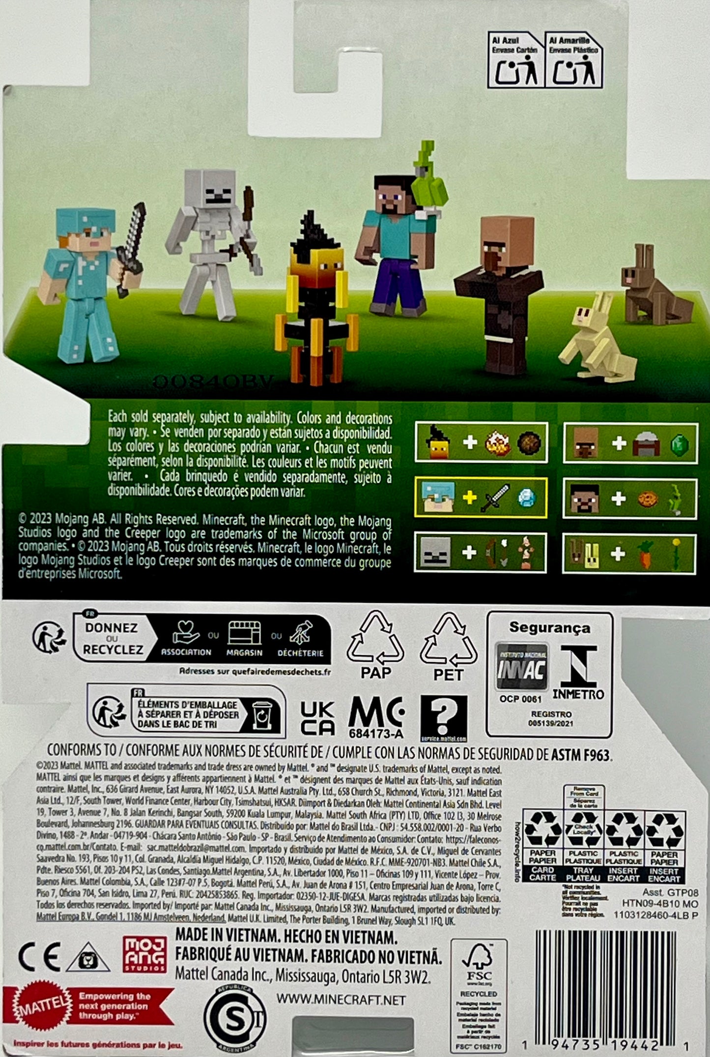 Minecraft Alex in Diamond Armor 3.25" Figure with Iron Sword & Diamond