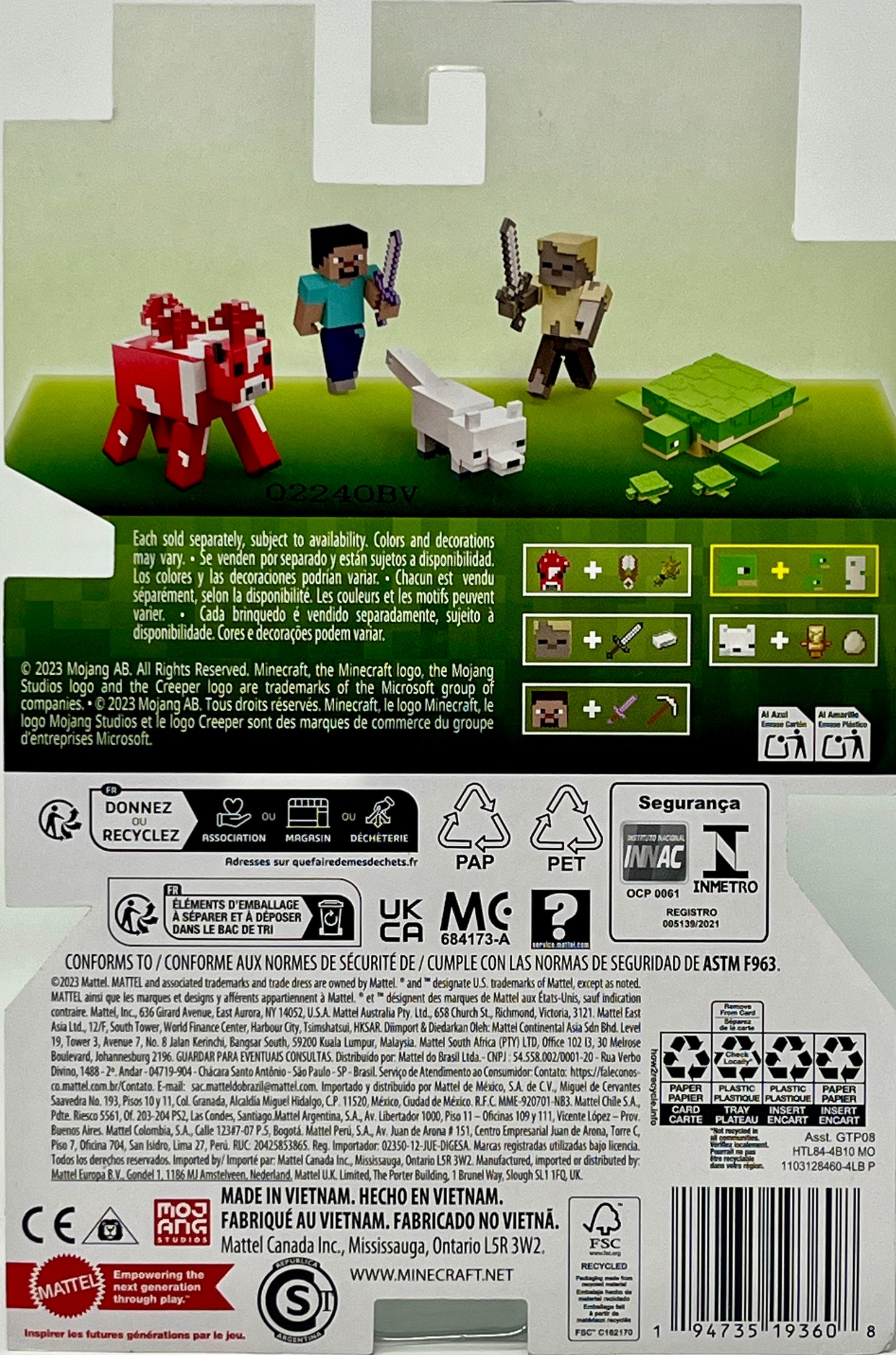 Mattel Minecraft Action Figure - TURTLE Includes Baby Turtles & Egg