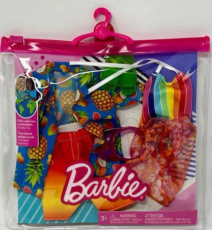 Barbie Fashions Doll Clothing Beach 2-Pack for Barbie and Ken 2 Swim Outfits