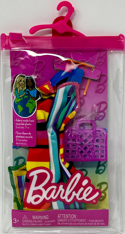 Barbie Clothing Complete Look Stripes Fashion Pack, Sundress, Purse, Glasses