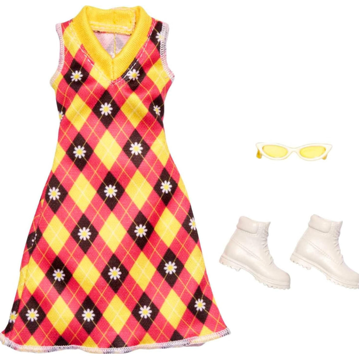 Barbie Fashion  Argyle Pattern Short Dress with Shoes and Glasses