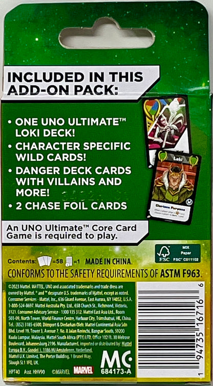 Uno Ultimate Marvel Add-On Pack Loki Character Deck w/Foil Cards