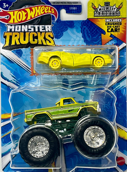 Hot Wheels Monster Trucks - Midwest Madness Includes Crushed Die-Cast