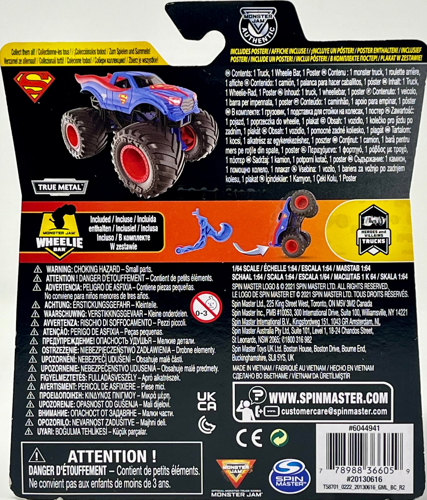 Monster Jam Monster Trucks Superman w/Wheelie Bar 1:64 Series 21