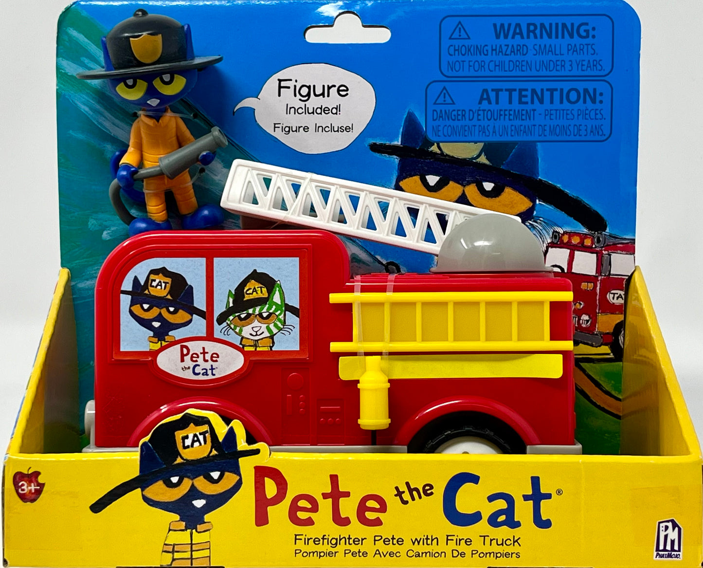 Pete the Cat Action Figure Set Firefighter with Fire Truck Firehouse Ladder Hose