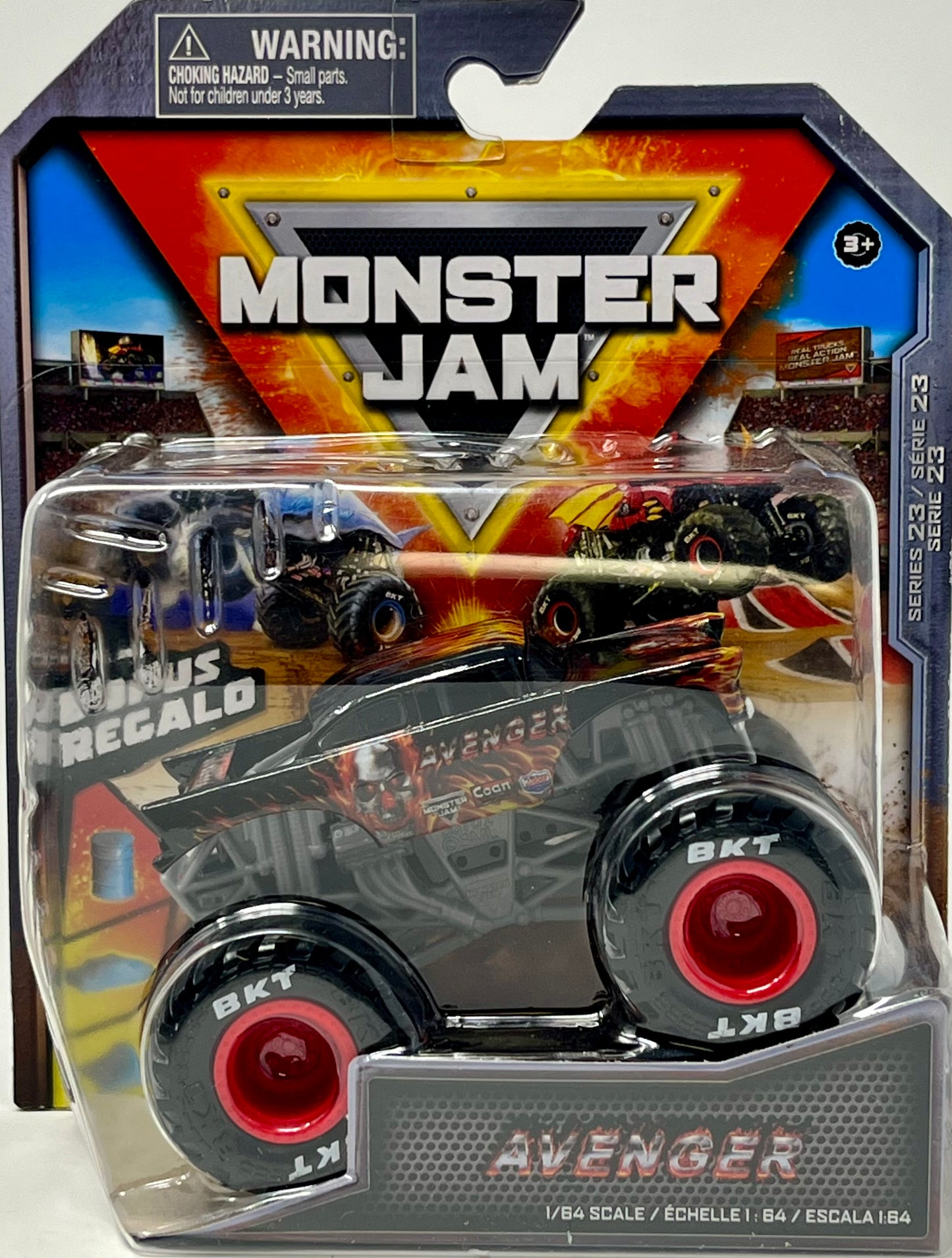 Monster Jam Avenger Series 23 1:64 Scale Arena Favorites w/Barrel