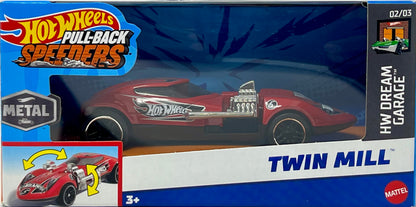 Hot Wheels Pull-Back Speeders Red Twin Mill With Moving Motor