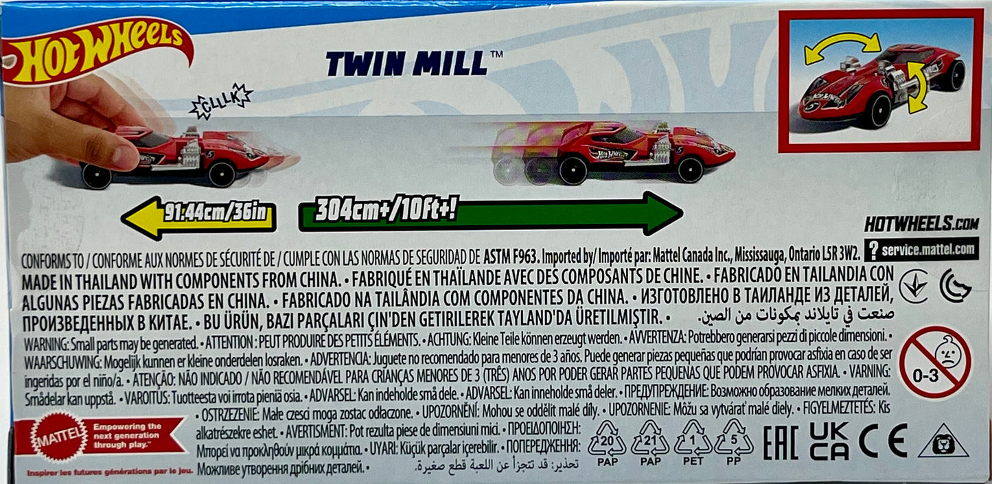 Hot Wheels Pull-Back Speeders Red Twin Mill With Moving Motor