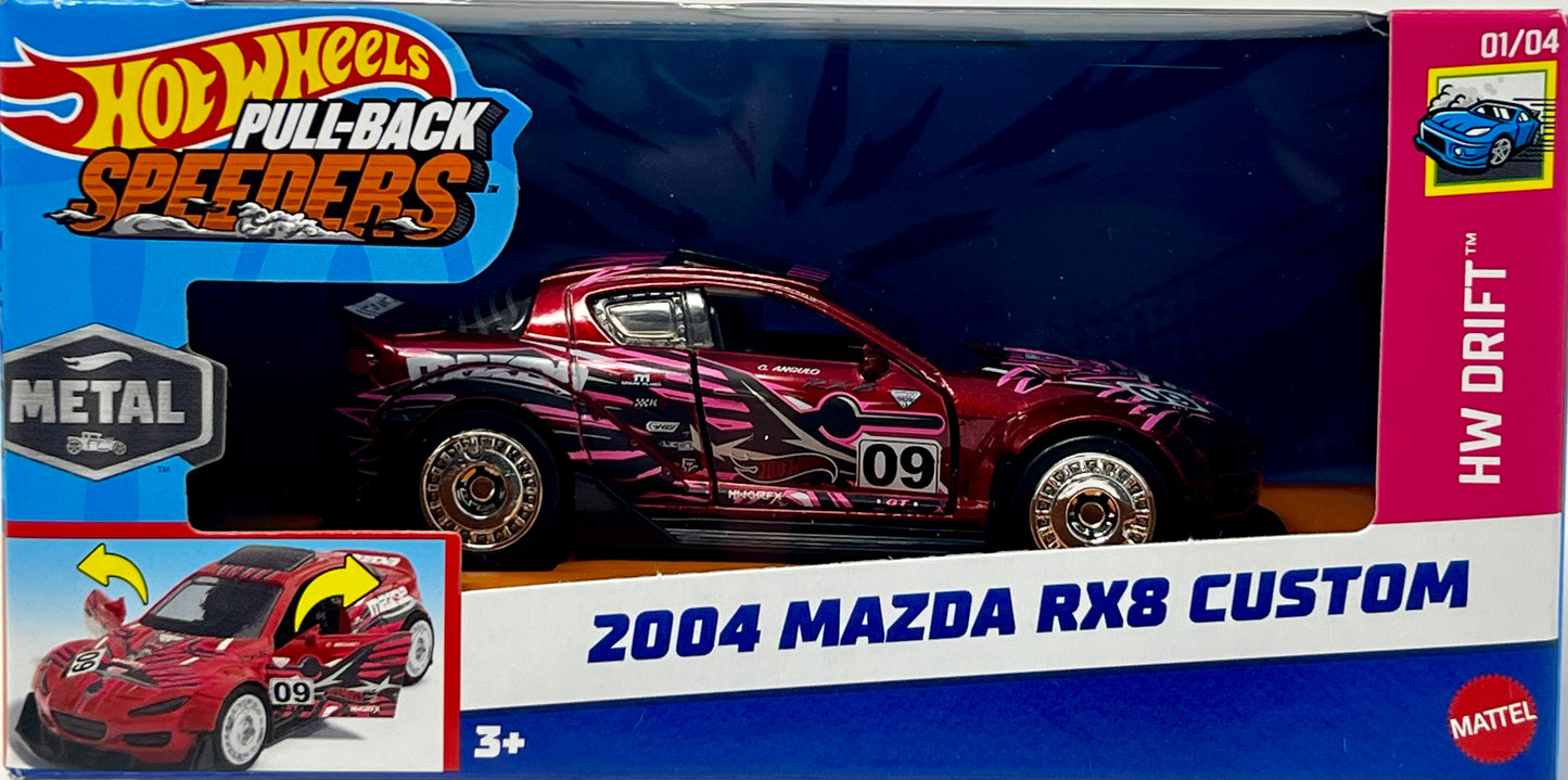 Hot Wheels Pull-back Speeders 2004 Mazda RX8 Custom w/Opening Doors