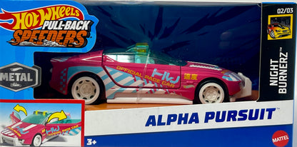 New Hot Wheels Pull-Back Speeders Pink Alpha Pursuit 1/43 w/Opening Doors