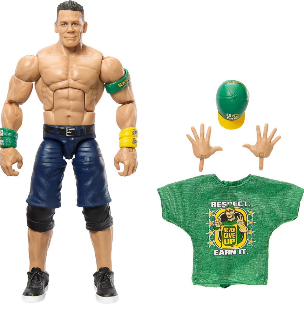 Mattel WWE Top Picks Elite Action Figure & Accessories Set, John Cena 6-inch Collectible with Swappable Hands, Ring Gear & 25 Articulation Points