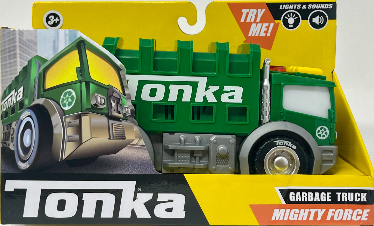 Tonka Mighty Force Lights & Sounds Garbage Truck Green