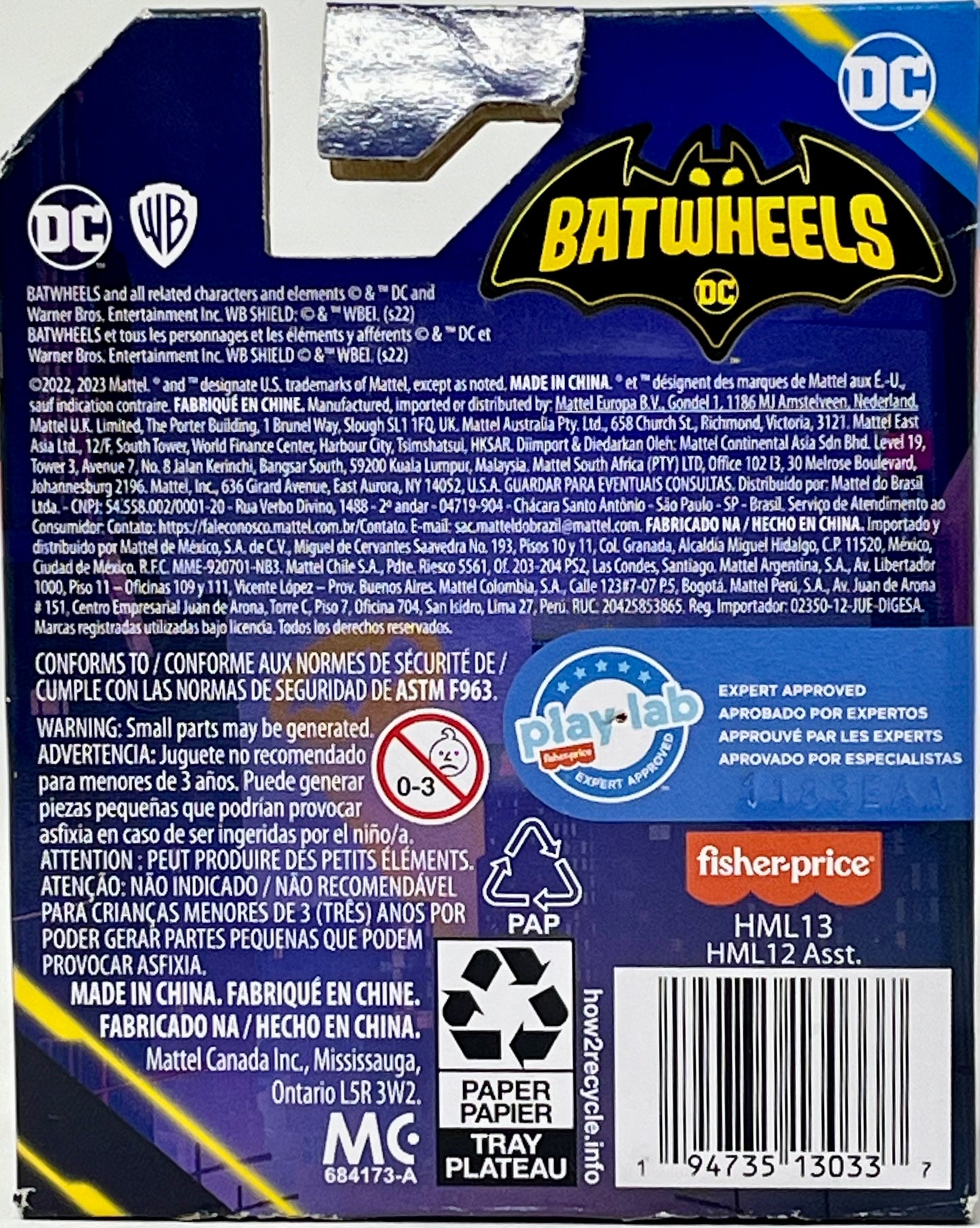 Fisher-Price Batwheels Batcast Metal Bam Batmobile 1:55 Diecast