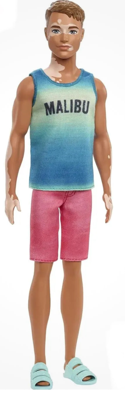 Barbie Fashionistas Ken Fashion Doll #192 in Malibu Tank & Sandals with Vitiligo