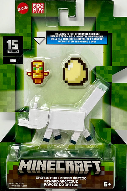 Minecraft 15th Anniversary Artic Fox &Totem of Undying & Egg 2" Figure