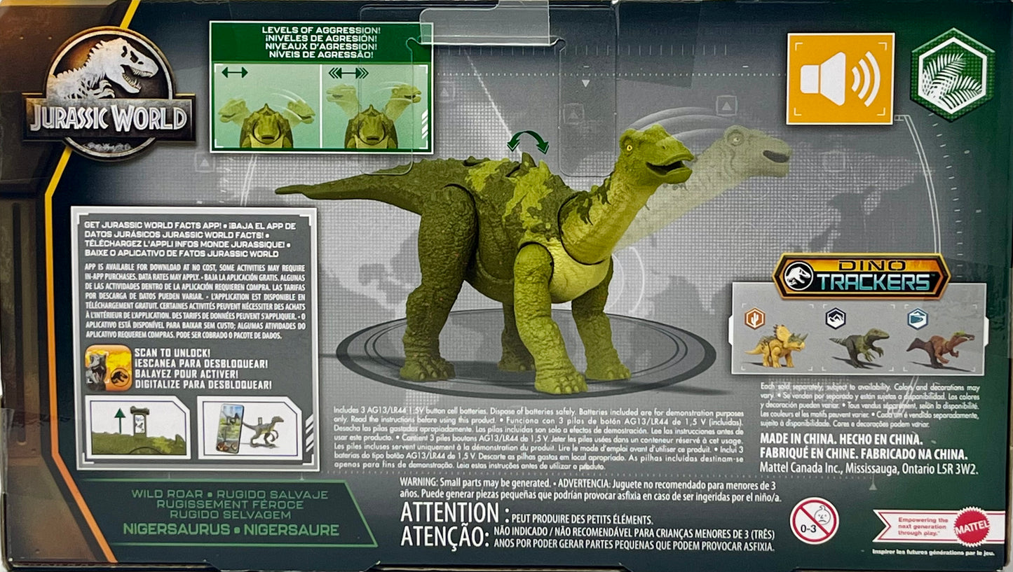 Jurassic World Dinosaur Toy Nigersaurus with Roar Sound & Attack Action Figure