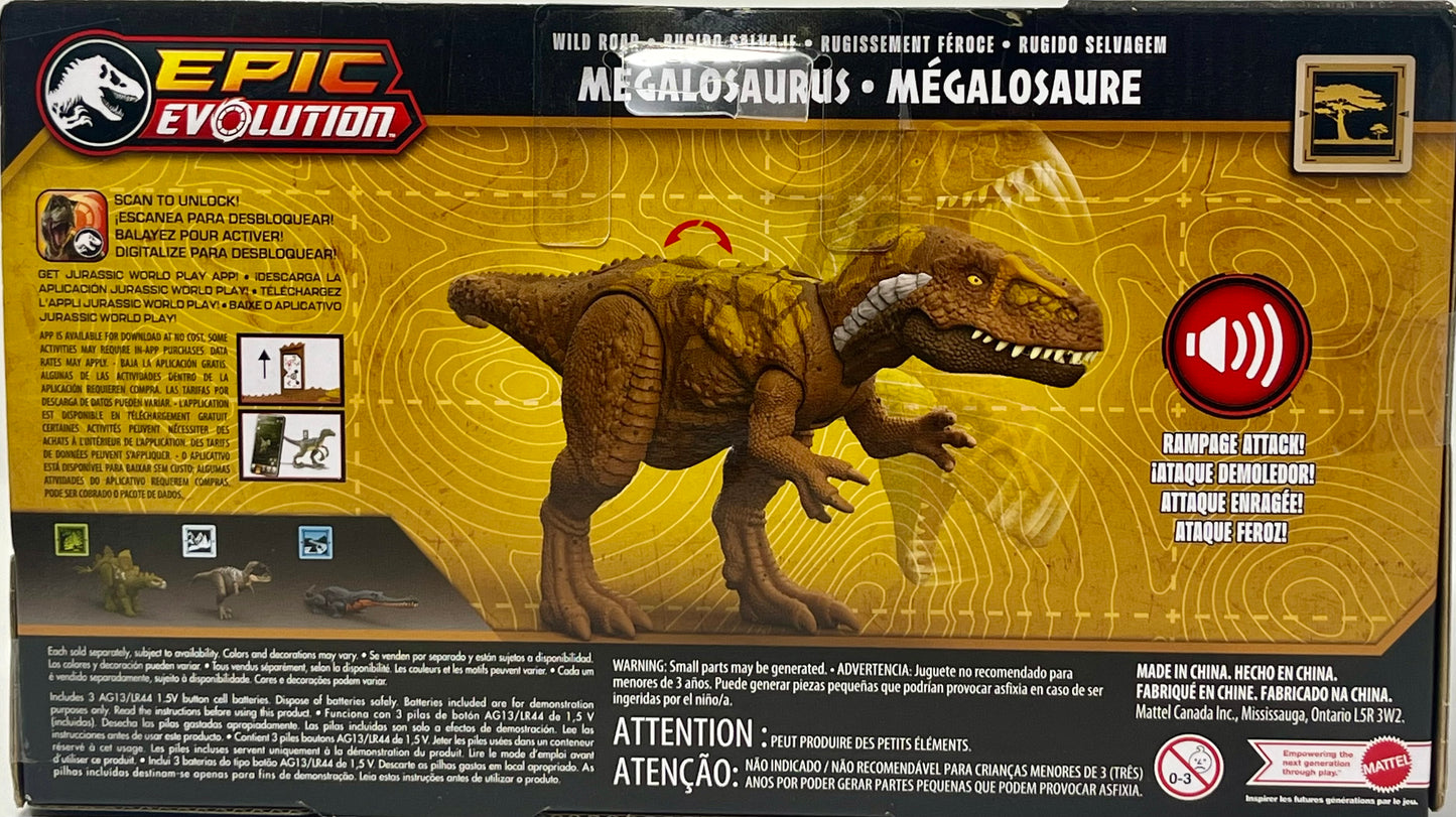 Jurassic World Wild Roar Megalosaurus Dinosaur Figure with Continuing Roar Sound