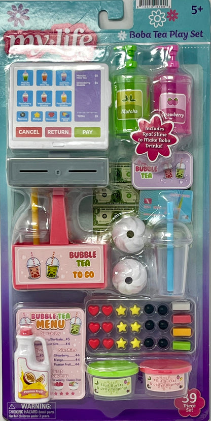 My Life As Boba Tea Play Set For 18" Dolls Real Slime to Make Drinks 39 Pieces