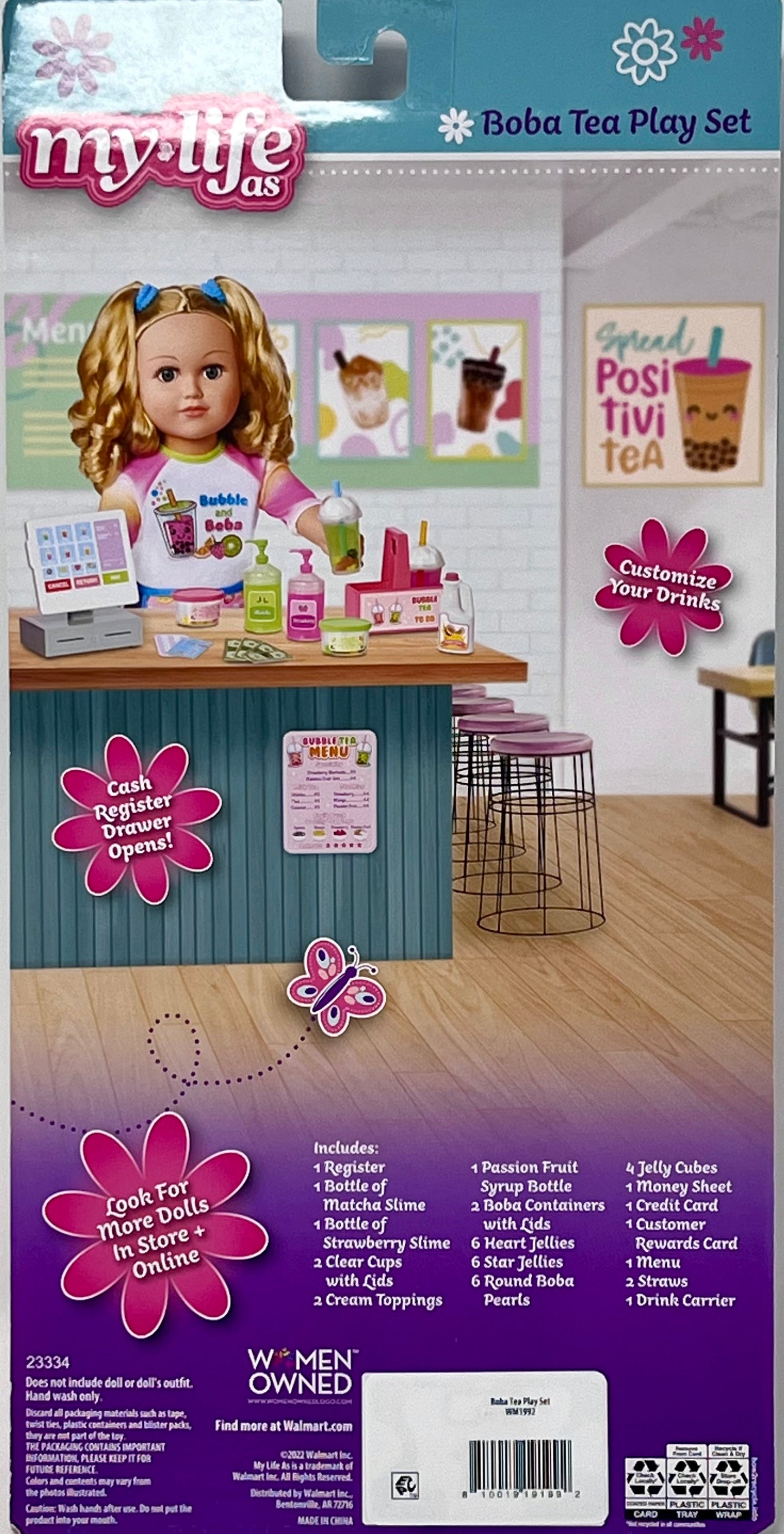 My Life As Boba Tea Play Set For 18" Dolls Real Slime to Make Drinks 39 Pieces