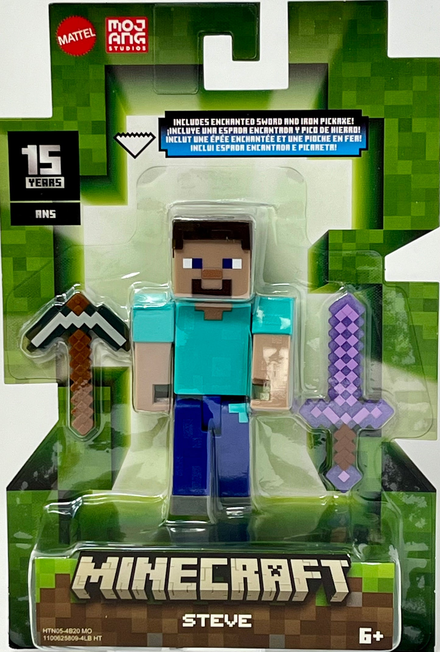 Minecraft 15th Anniversary Build-a-Portal Figure: STEVE (w Enchanted Sword)