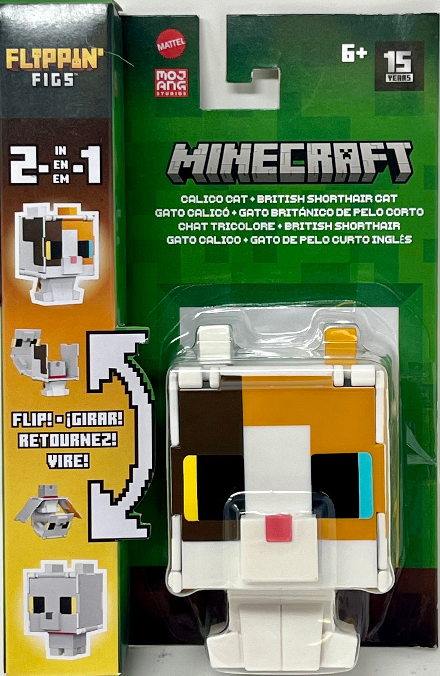 Minecraft Flippin' Figs 2 in 1 - Calico Cat and British Shorthair Cat