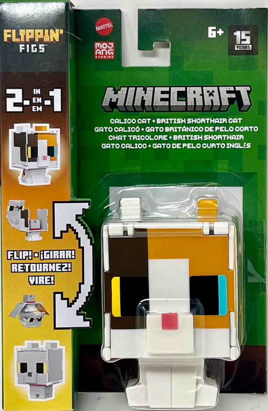 Minecraft Flippin' Figs 2 in 1 - Calico Cat and British Shorthair Cat