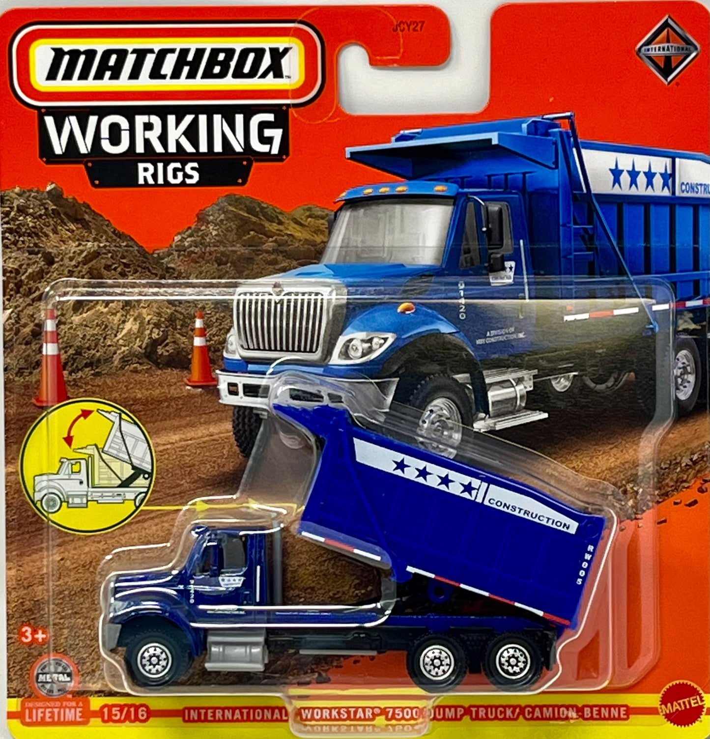 Matchbox Working Rigs #15 International Workstar 7500 Dump Truck Blue