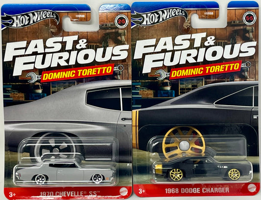 Hot Wheels Fast & Furious Dominic Toretto 70’ Chevelle & Dodge Charger