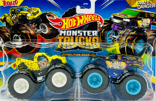 Hot Wheels Monster Trucks Totaled vs Crate Danger Demolition Doubles