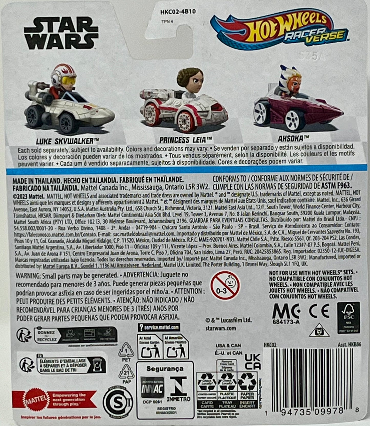 Hot Wheels Racer Verse AHSOKA Star Wars Racing Car