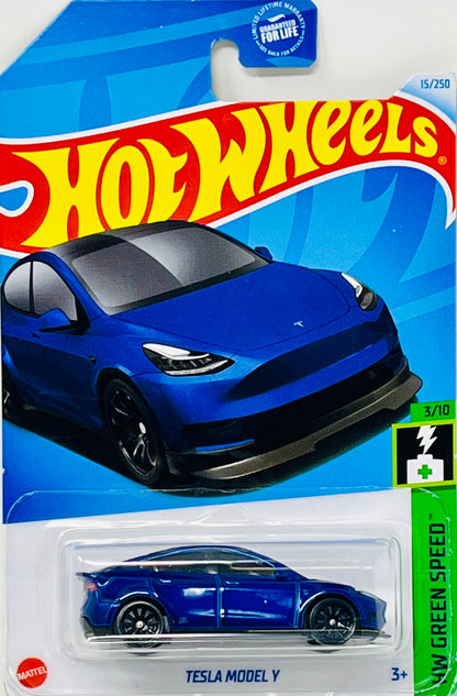 Hot Wheels Tesla Model Y  Blue 15/250 HW Green Speed 3/10