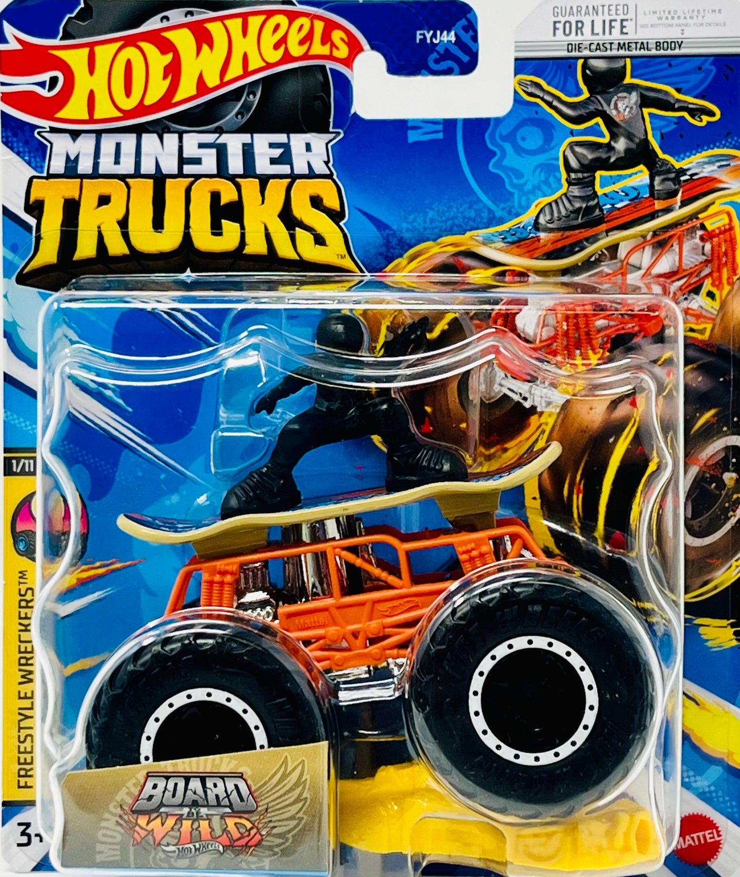 Hot Wheels Monster Trucks Board to be Wild Freestyle Wreckers 1/11