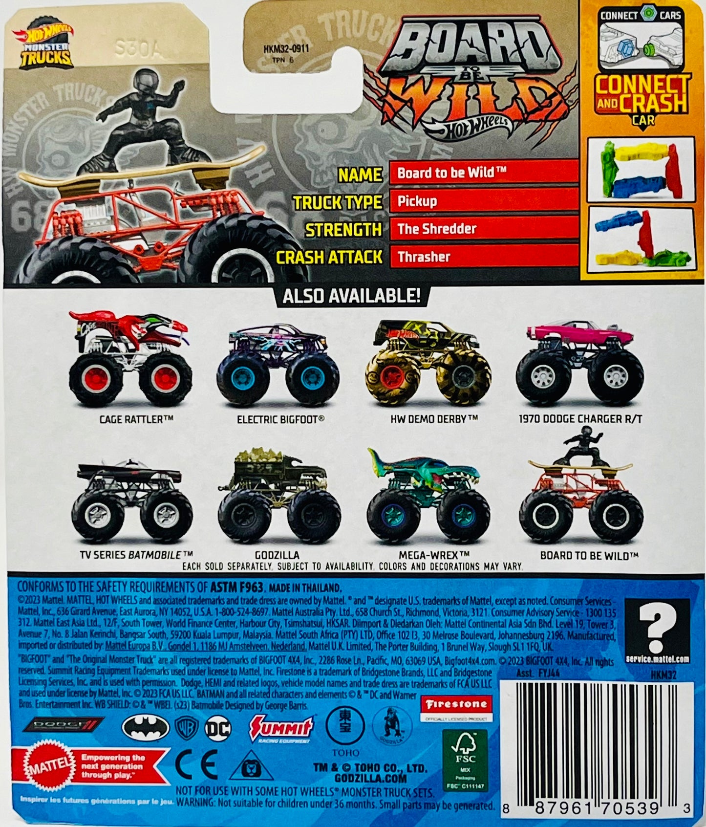 Hot Wheels Monster Trucks Board to be Wild Freestyle Wreckers 1/11