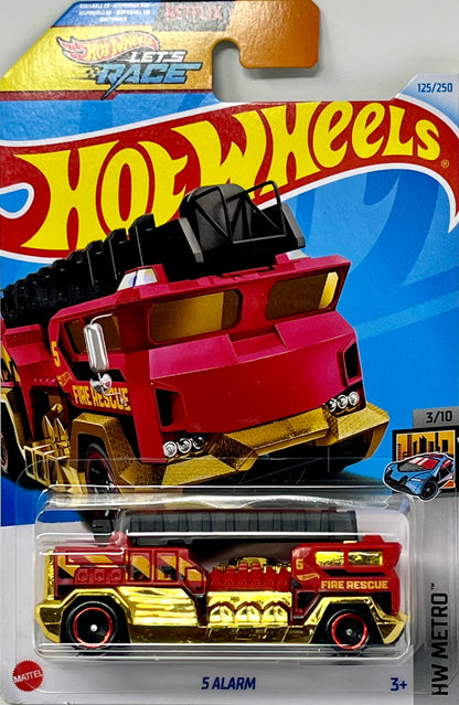 Hot Wheels 5 Alarm Fire Truck Red & Gold Let's Race Netflix