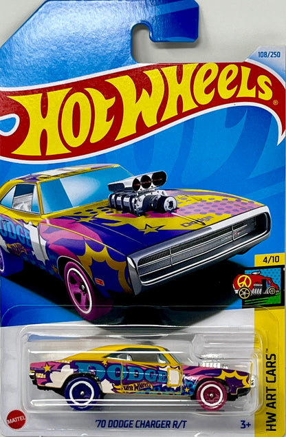 Hot Wheels '70 Dodge Charger R/T HW Art Cars 4/10 Yellow