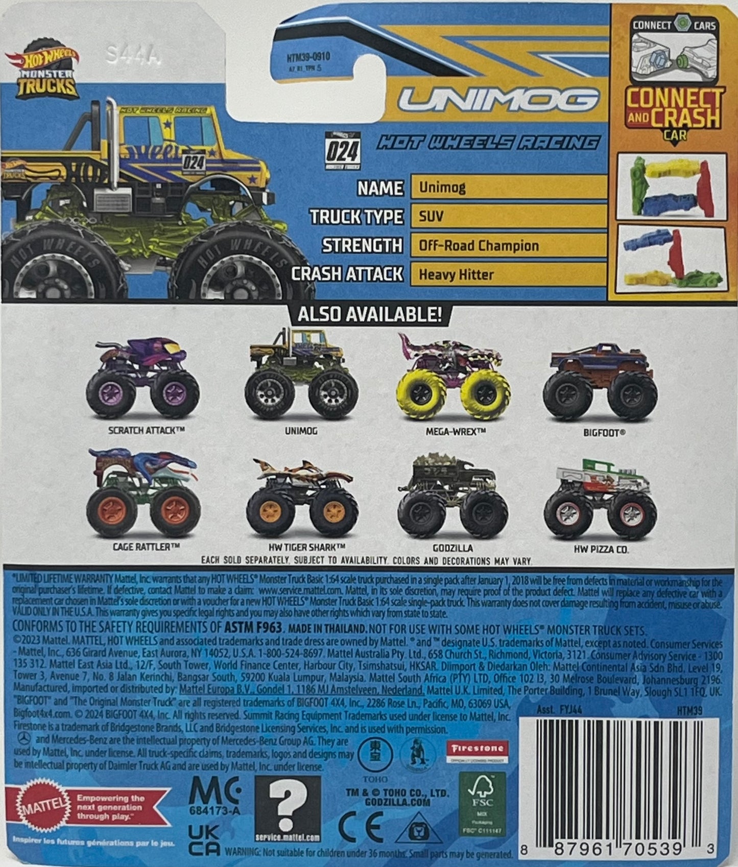 Hot Wheels Monster Truck Unimog Yellow Crash Legends Connect and Crash