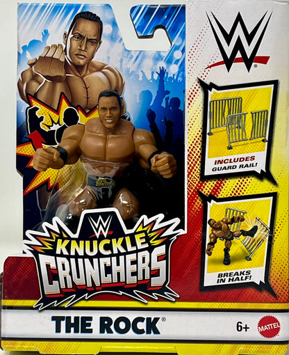 WWE Knuckle Crunchers THE ROCK Action Figure w/Breakable Guard Rail