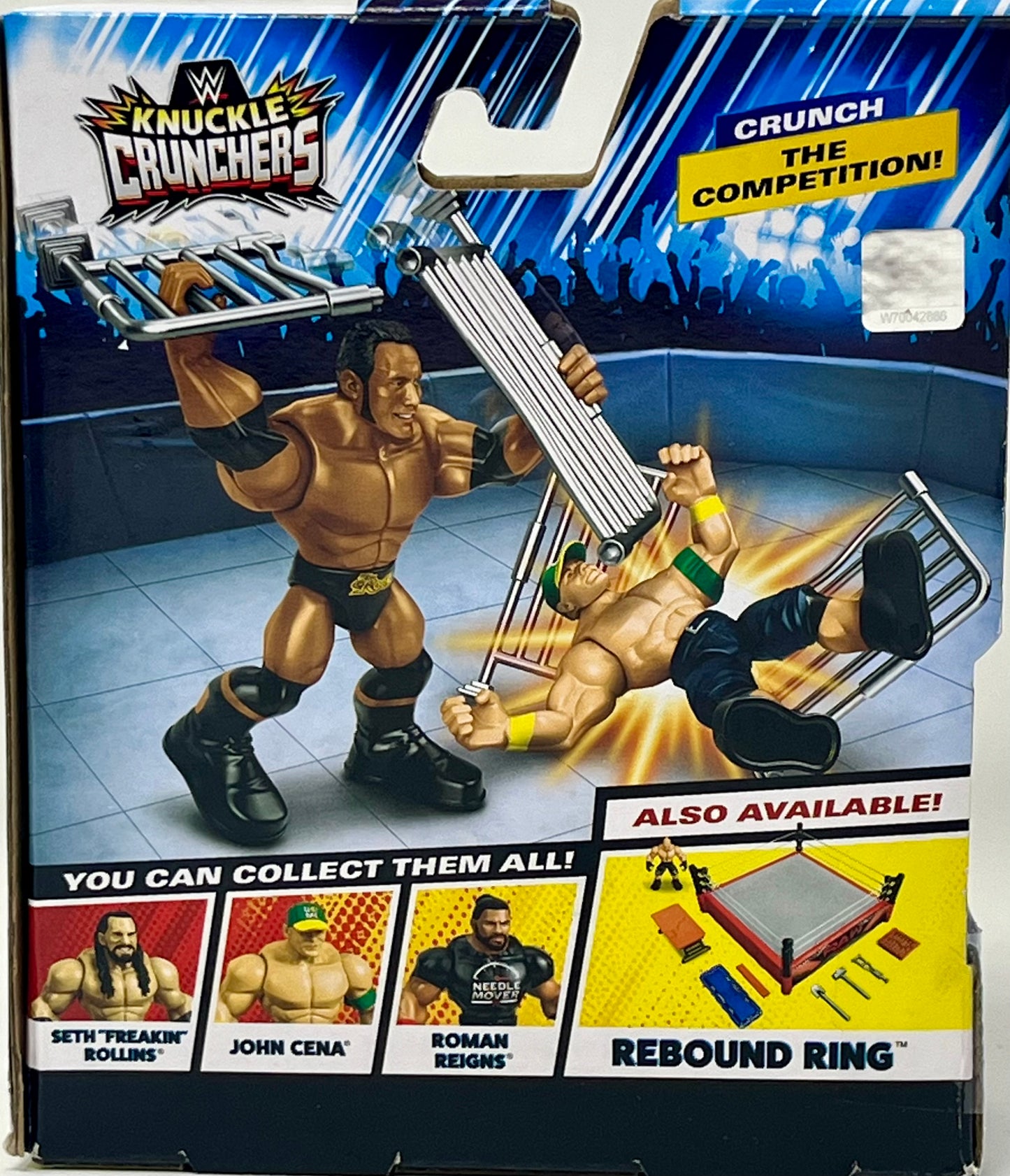 WWE Knuckle Crunchers THE ROCK Action Figure w/Breakable Guard Rail