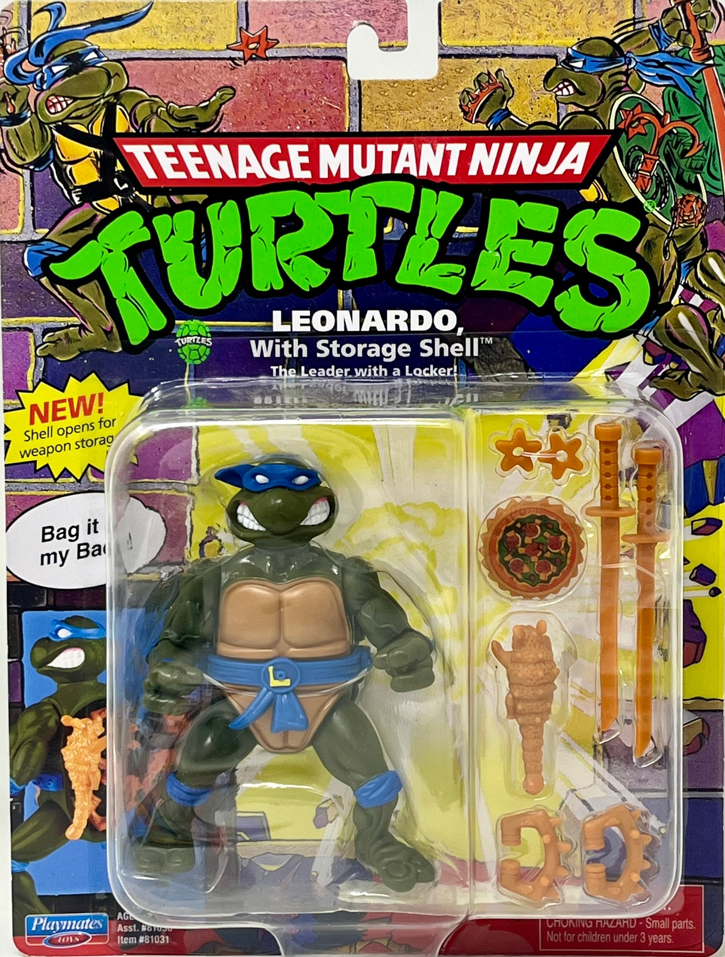 Teenage Mutant Ninja Turtles: 4” Original Classic Storage Shell Leonardo Basic Figure by Playmates Toys