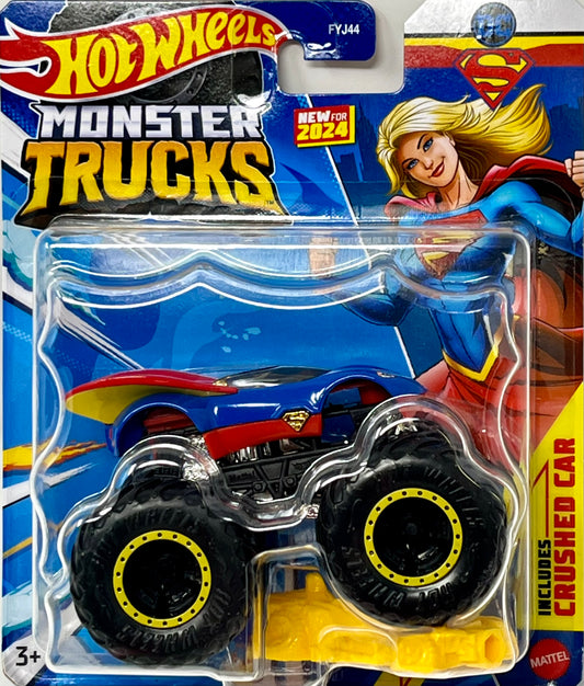 Hot Wheels Monster Trucks SUPER GIRL 1:64 Truck w Crushed Car