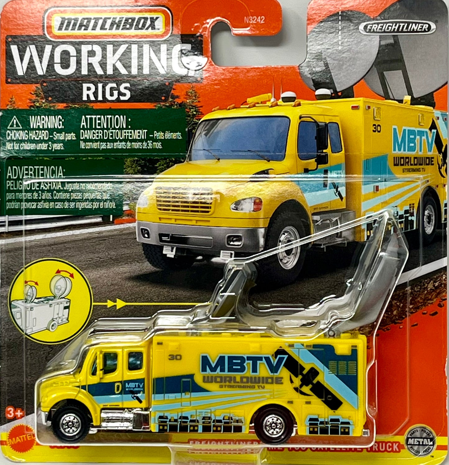 Matchbox Working Rigs #13 Freightliner® M2 106 Satellite Truck YELLOW