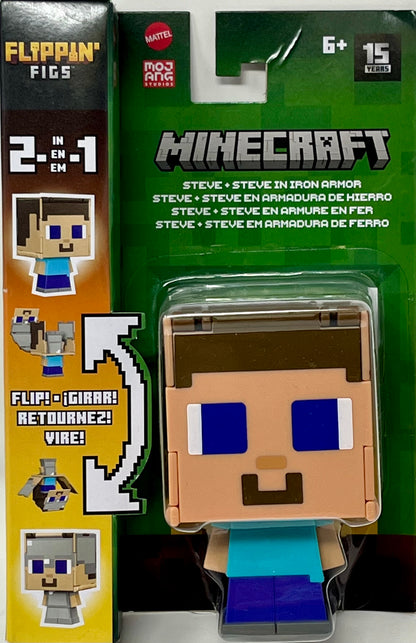 Minecraft Flippin' Figs Steve & Steve In Iron Armor Figure