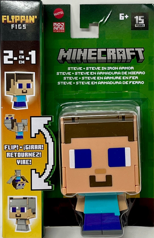 Minecraft Flippin' Figs Steve & Steve In Iron Armor Figure