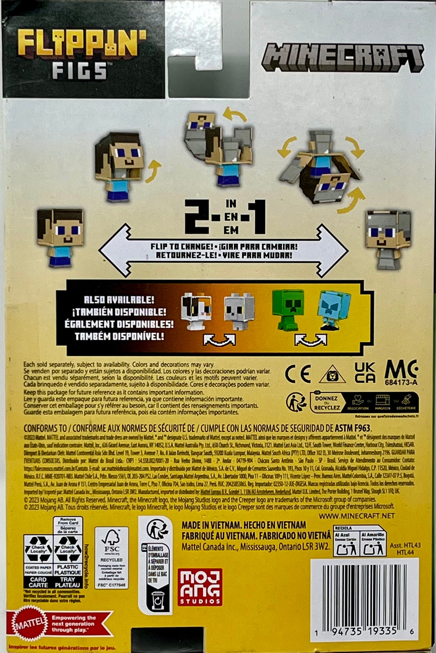 Minecraft Flippin' Figs Steve & Steve In Iron Armor Figure