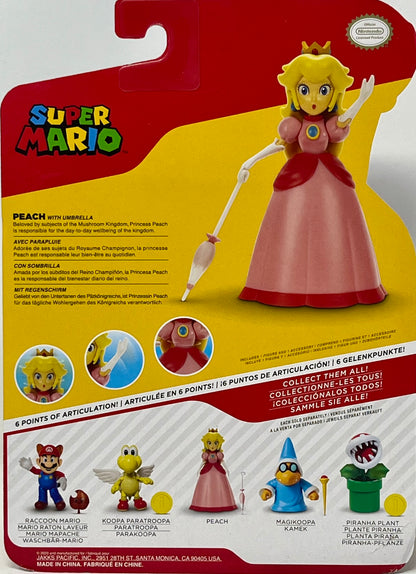 Jakks Pacific World of Nintendo Super Mario Princess Peach w Umbrella 4" Figure