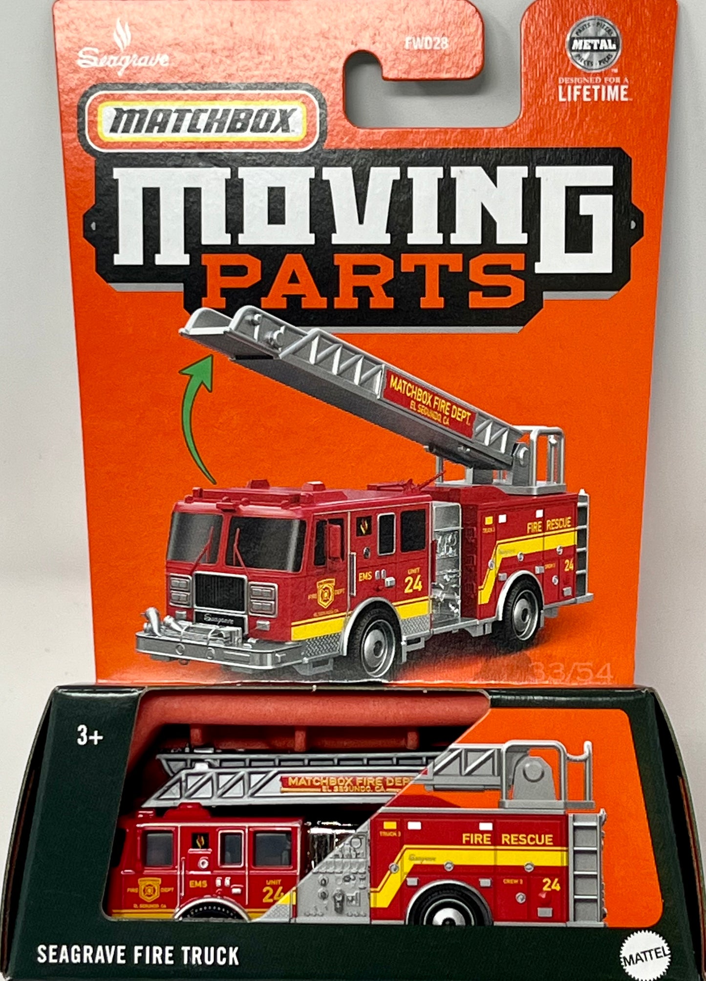 Matchbox Seagrave Fire Truck Moving Parts Meanstick Aerial