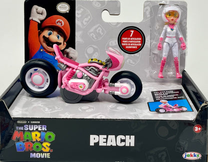 Super Mario Bros Movie PRINCESS PEACH Figure & Pull Back Racer Kart