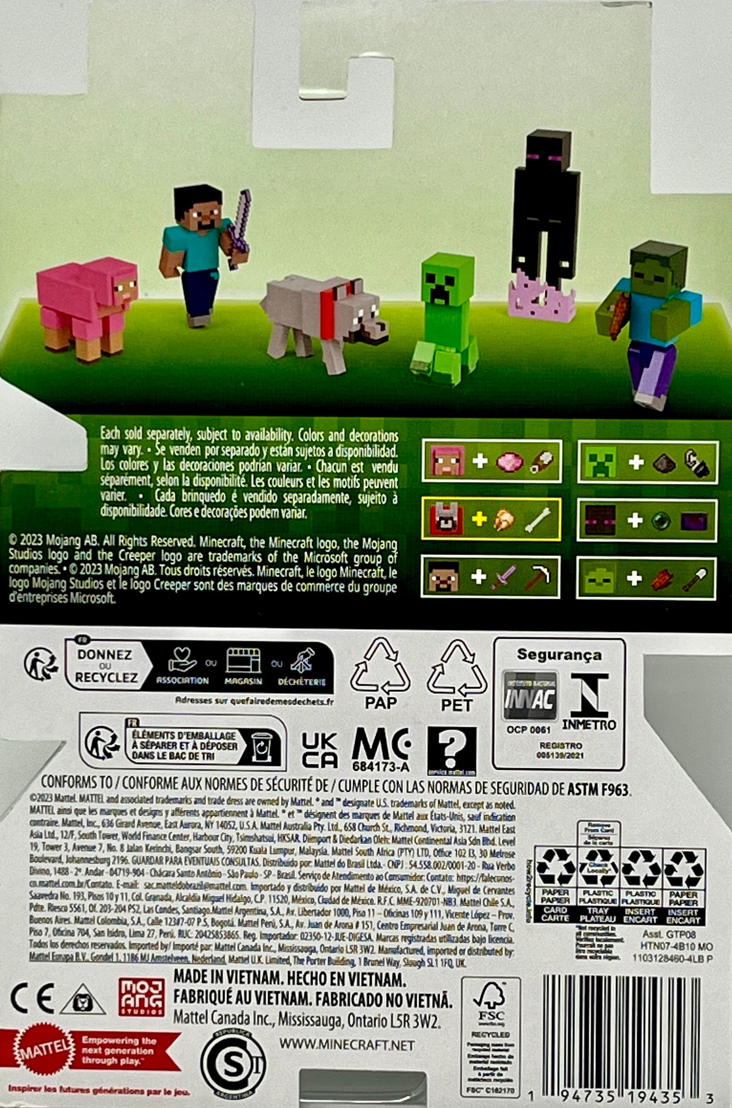 MINECRAFT 15th Anniversary TAMED WOLF Figure & Accessories